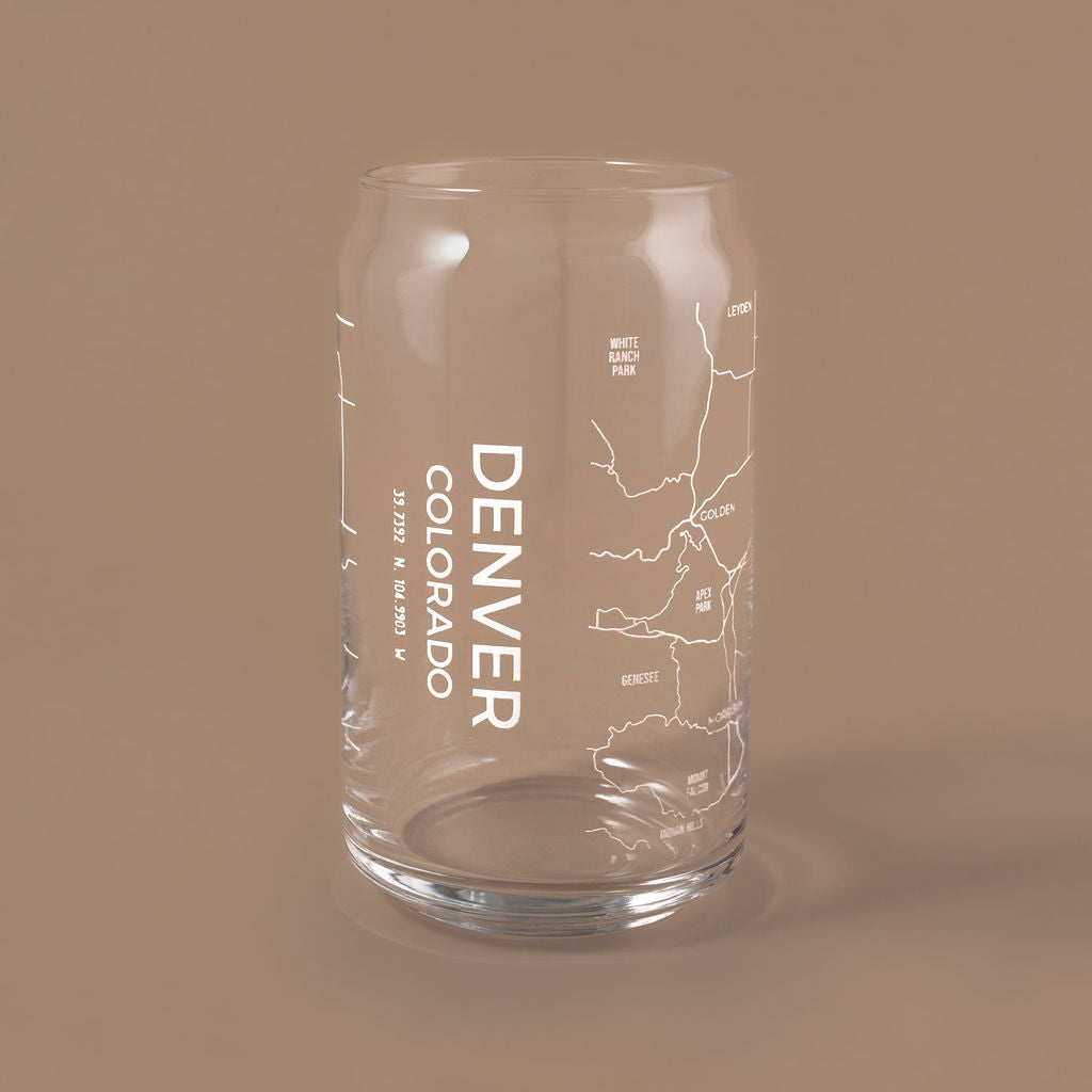 Denver Map Pint Glass Engraved Beer Glass 16oz Etched Drinking