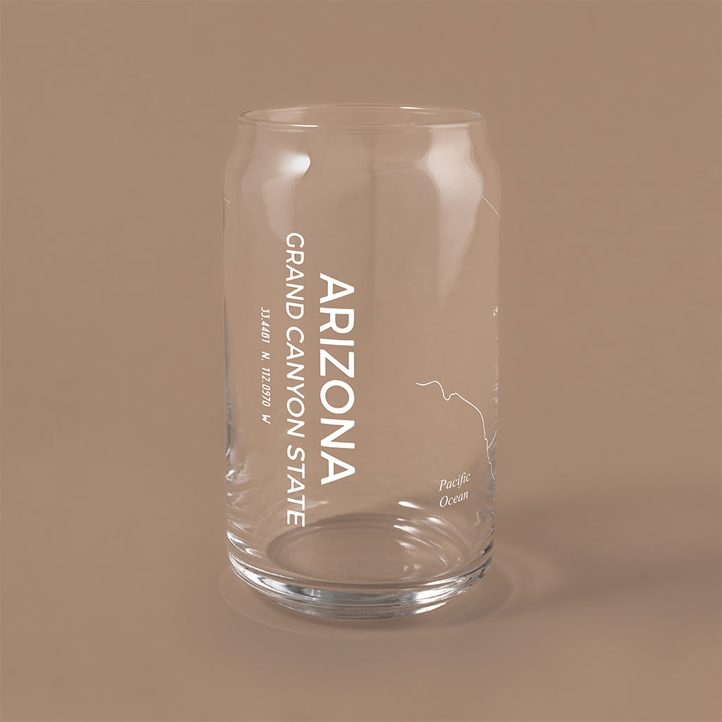 NARBO Arizona State Map Beer Can Drinking Glass 16oz