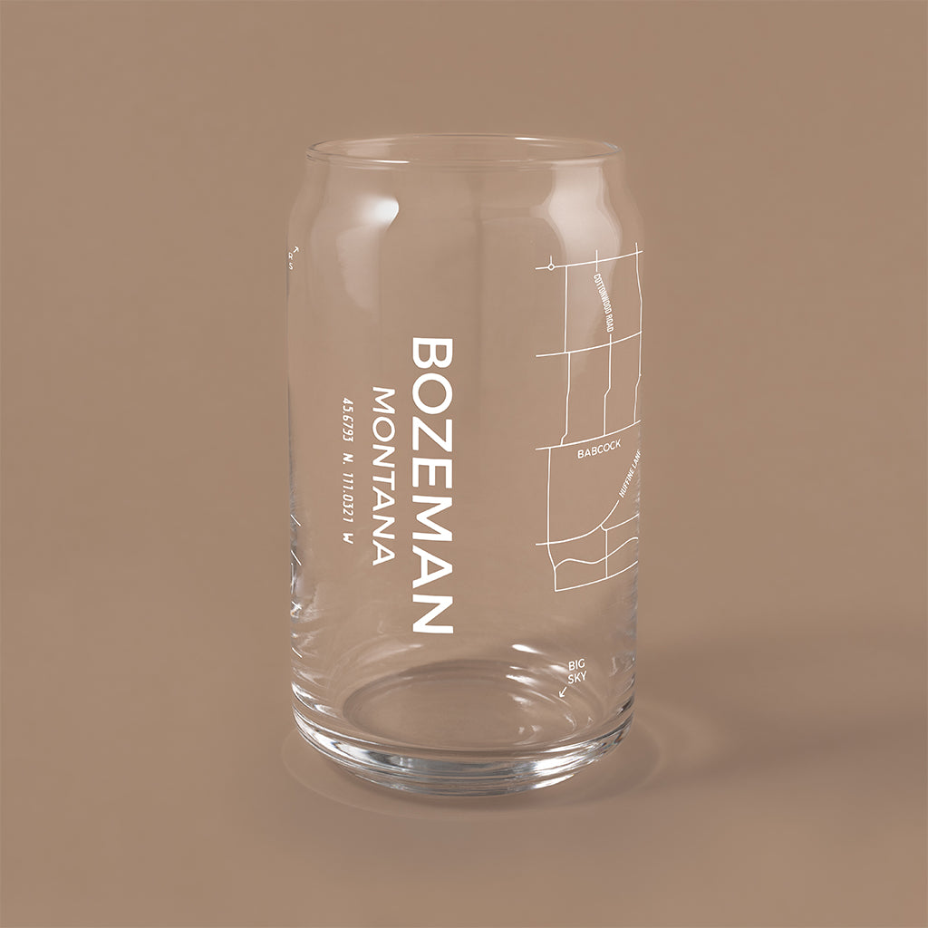 NARBO Bozeman, MT Map Beer Can Drinking Glass 16oz