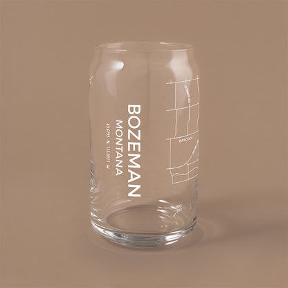 NARBO Bozeman, MT Map Beer Can Drinking Glass 16oz