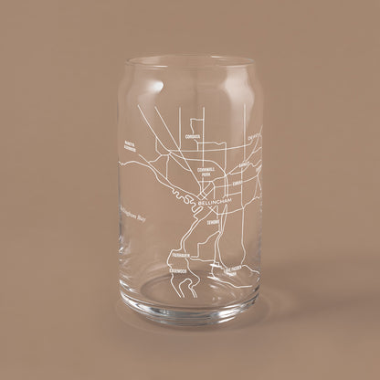 NARBO Bellingham, WA Map Beer Can Drinking Glass 16oz