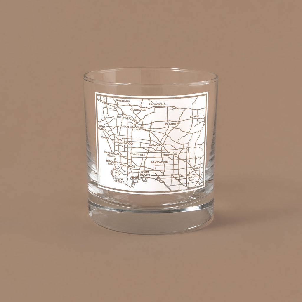 NARBO THE BLOCK 11oz whisky rocks DOF glass with Los Angeles map design