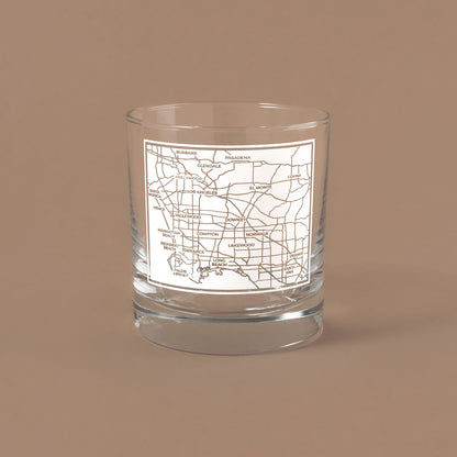 NARBO THE BLOCK 11oz whisky rocks DOF glass with Los Angeles map design