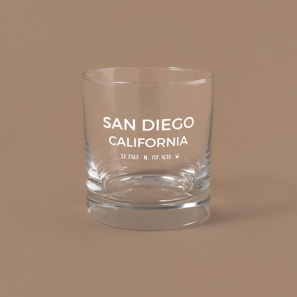 NARBO San Diego, CA Map Traditional Whisky Rock DOF Drinking Glass 11oz