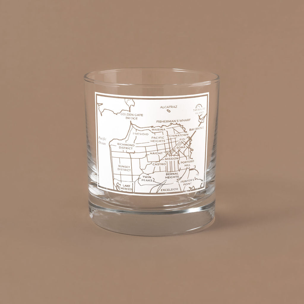 NARBO San Francisco, CA Map Traditional Whisky Rock DOF Drinking Glass 11oz