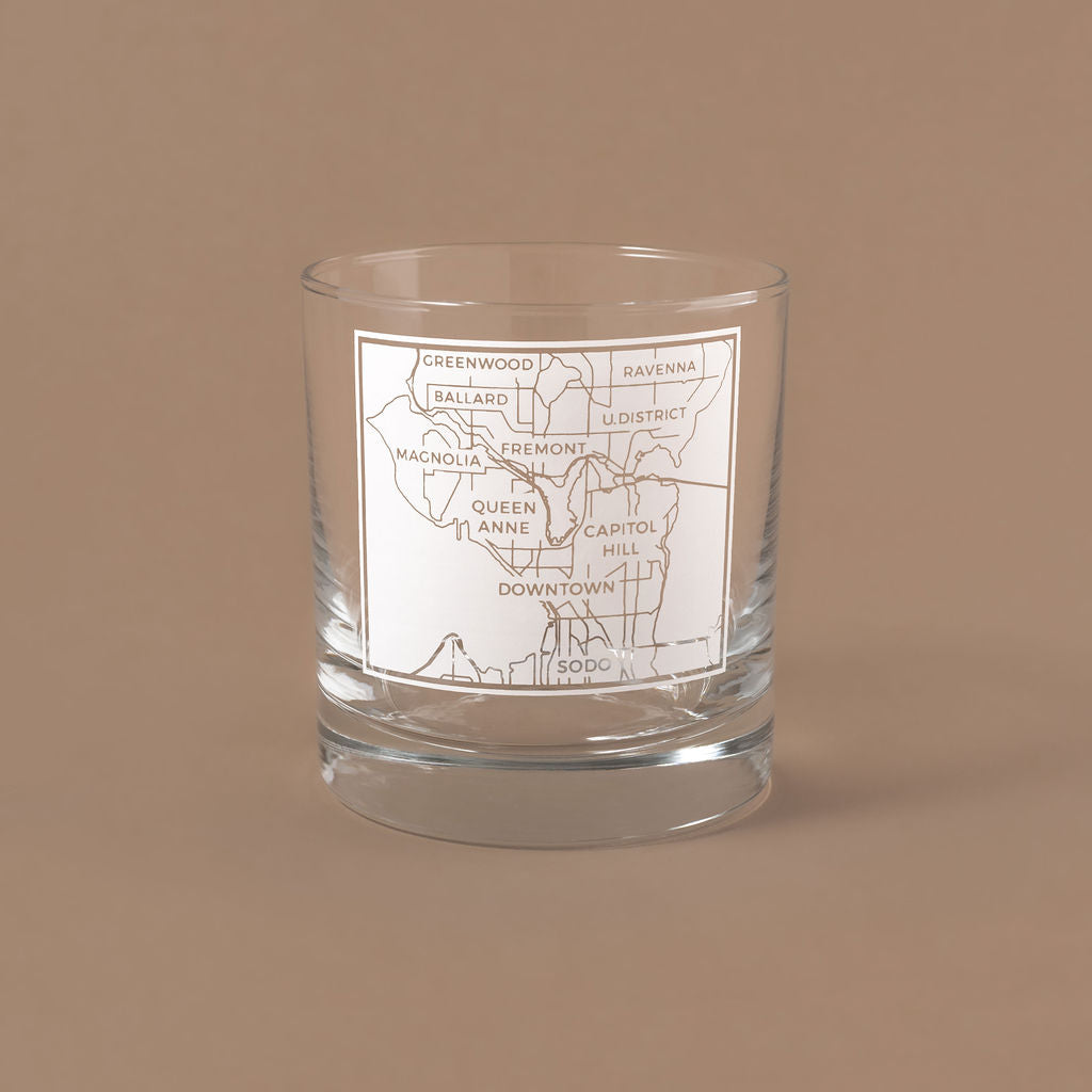 NARBO Seattle, WA Map Traditional Whisky Rock DOF Drinking Glass 11oz