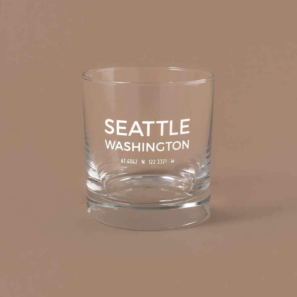 NARBO Seattle, WA Map Traditional Whisky Rock DOF Drinking Glass 11oz