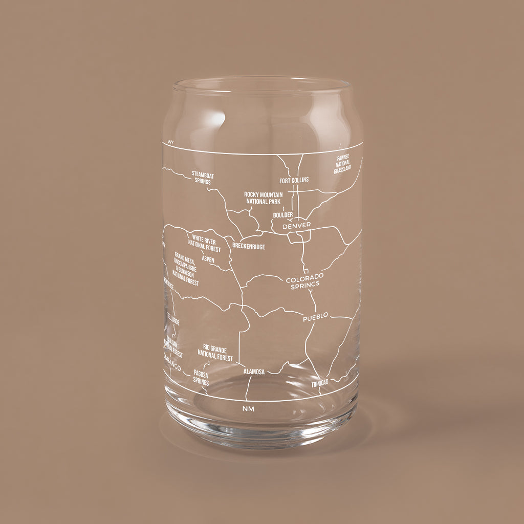 NARBO 16oz Beer Can Drinking Glass with Colorado State Map