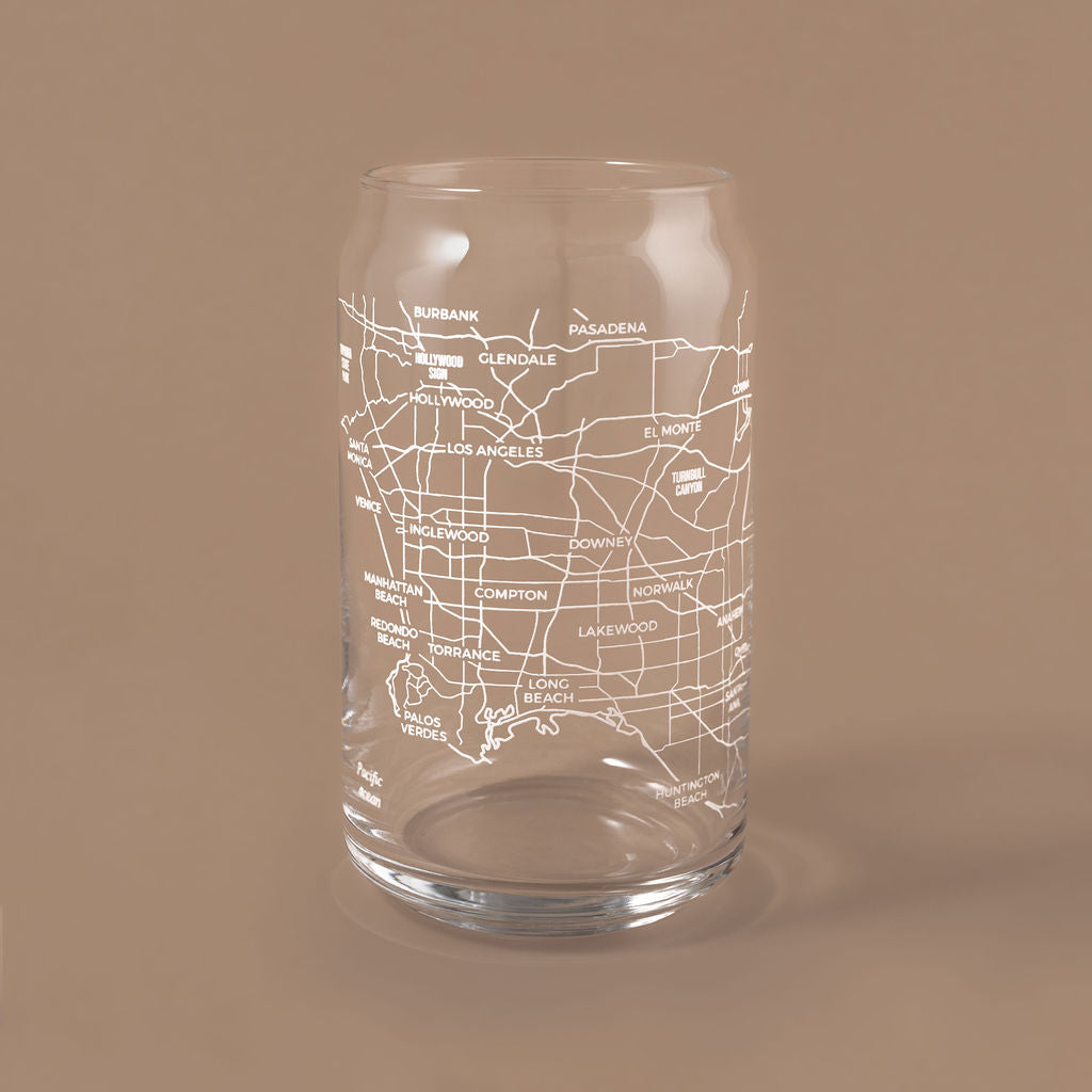 NARBO Los Angeles, CA Map Beer Can Drinking Glass 16oz