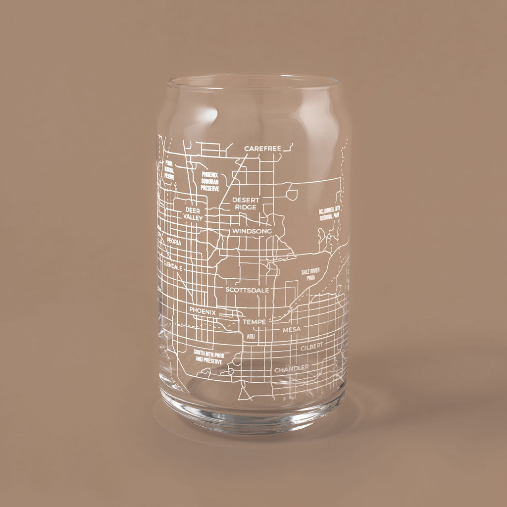 NARBO Phoenix, AZ Map Beer Can Drinking Glass 16oz