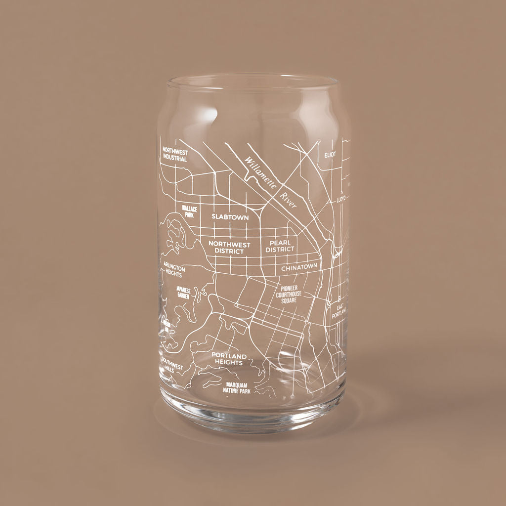 NARBO Portland, OR Map Beer Can Drinking Glass 16oz