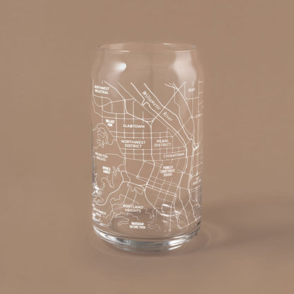 NARBO Portland, OR Map Beer Can Drinking Glass 16oz