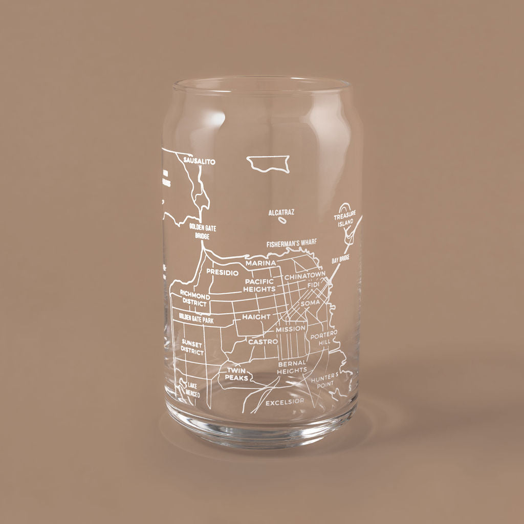 NARBO San Francisco, CA Map Beer Can Drinking Glass 16oz