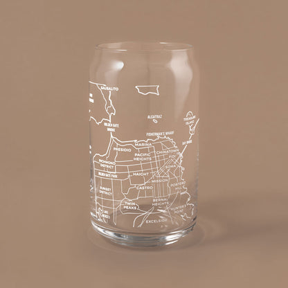 NARBO San Francisco, CA Map Beer Can Drinking Glass 16oz