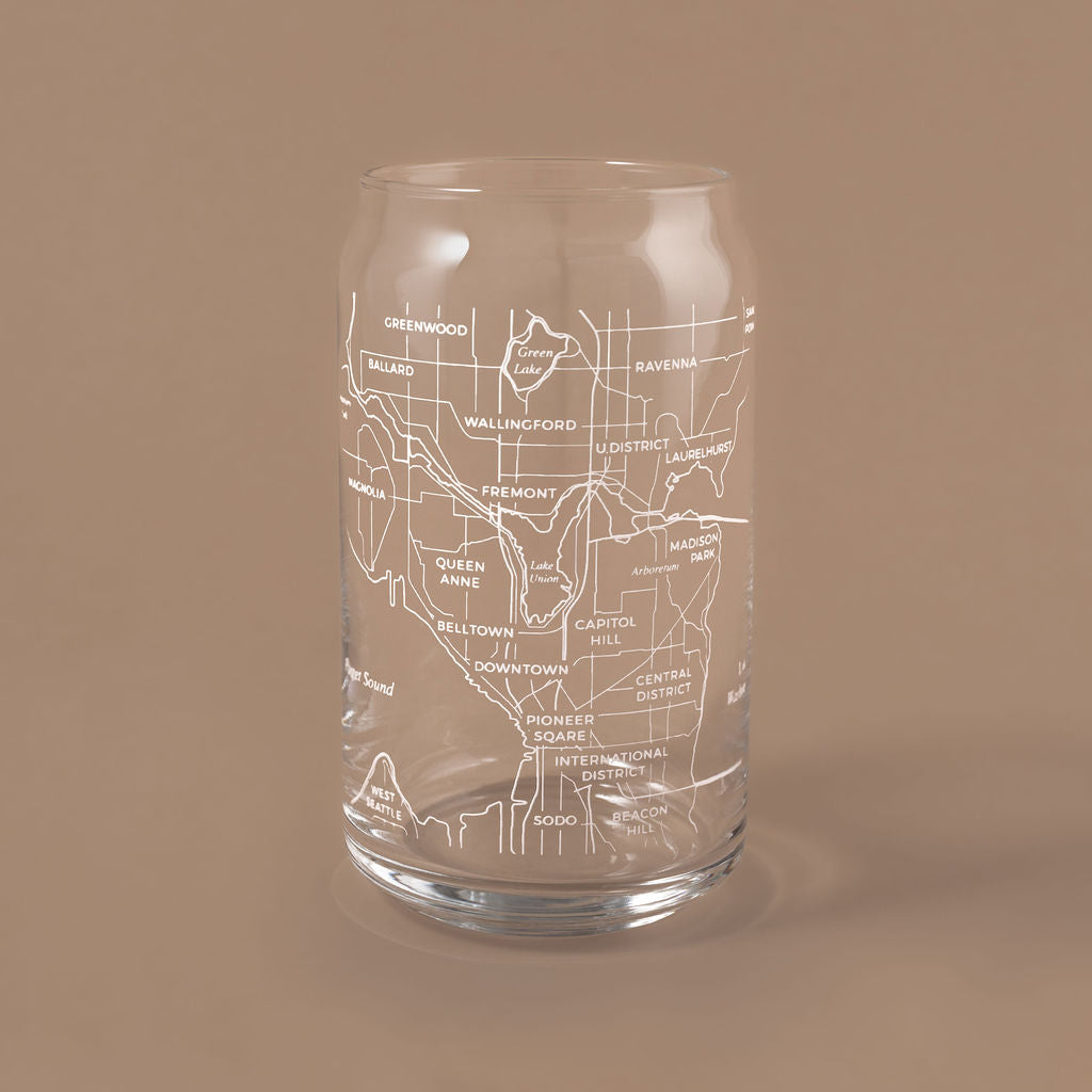 NARBO Seattle, WA Map Beer Can Drinking Glass 16oz