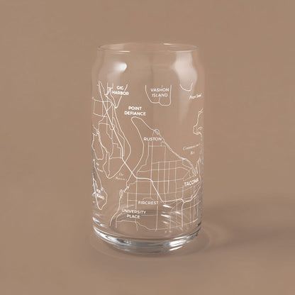 NARBO Tacoma, WA Map Beer Can Drinking Glass 16oz