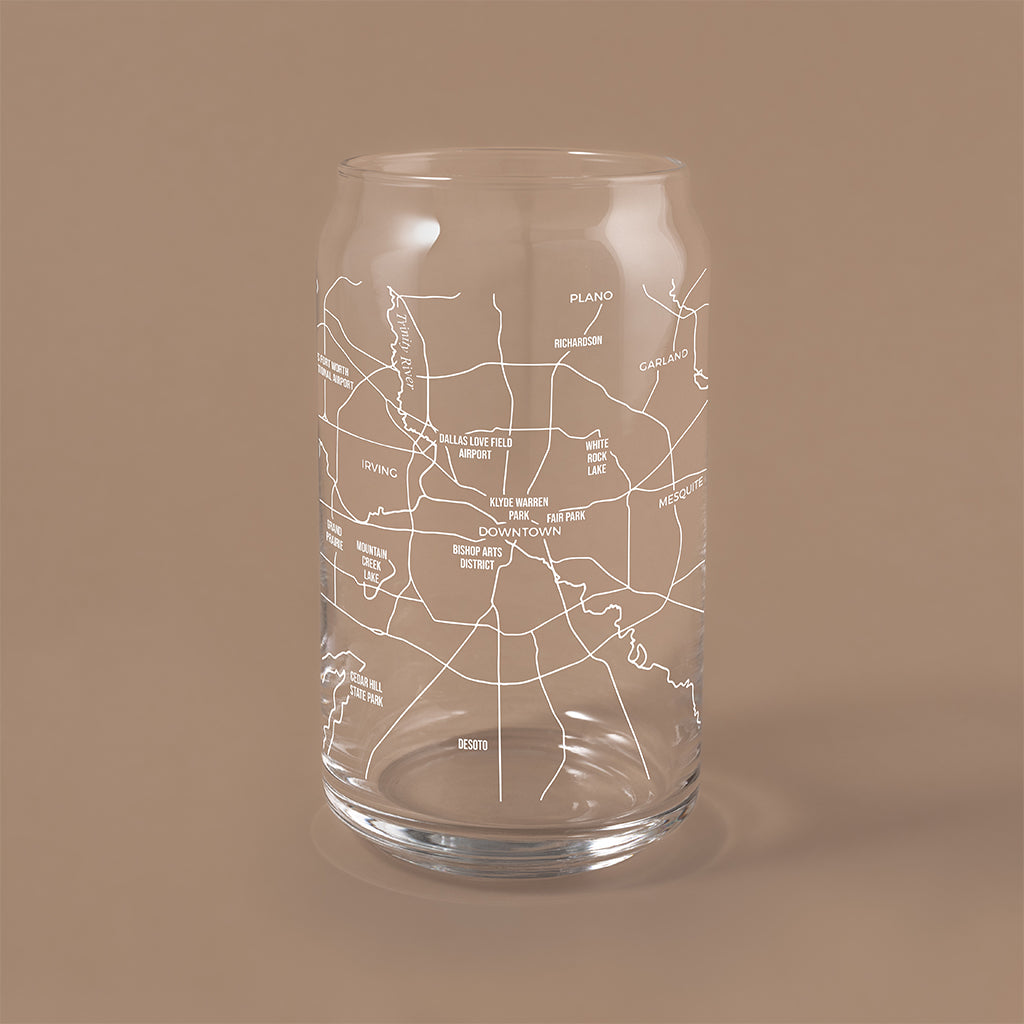 NARBO 16oz Beer Can Drinking Glass with Dallas Map