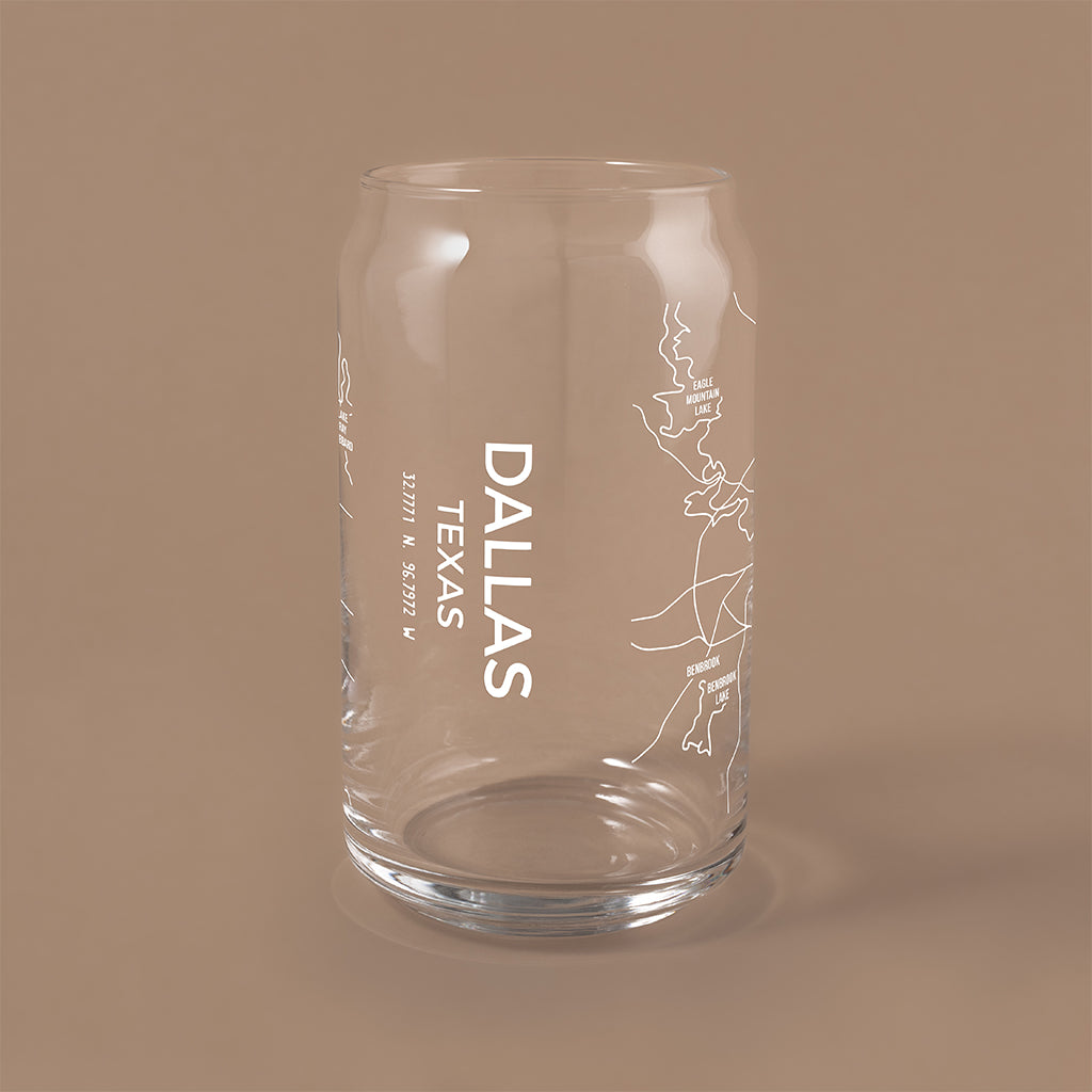 NARBO 16oz Beer Can Drinking Glass with Dallas Map