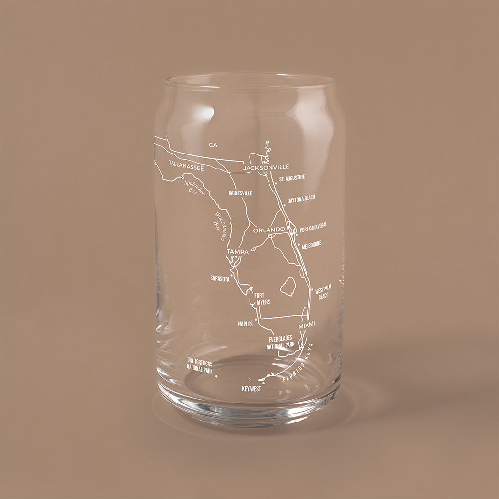 NARBO 16oz Beer Can Drinking Glass with Florida State Map