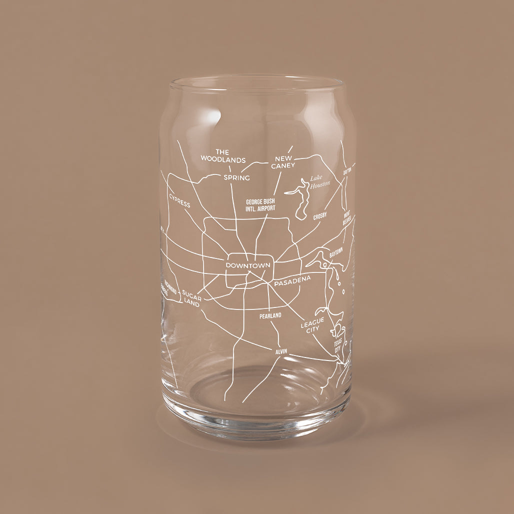 NARBO 16oz Beer Can Drinking Glass with Houston Map