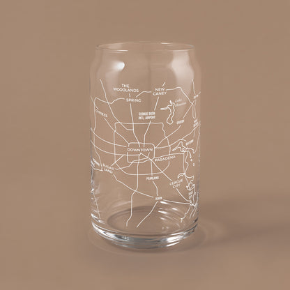 NARBO 16oz Beer Can Drinking Glass with Houston Map