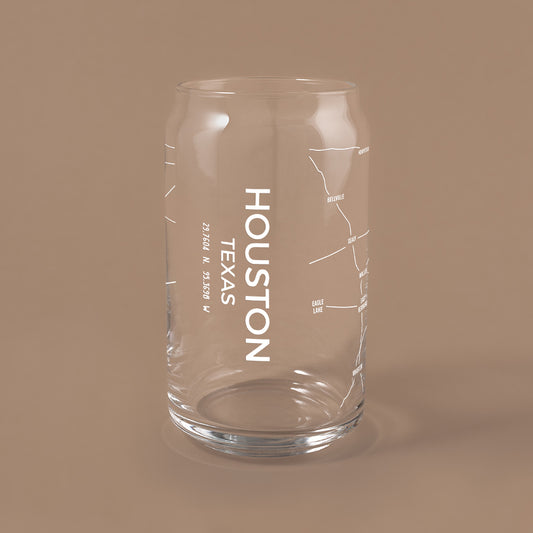 NARBO 16oz Beer Can Drinking Glass with Houston Map