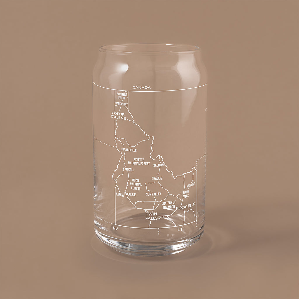 NARBO 16oz Beer Can Drinking Glass with Idaho State Map