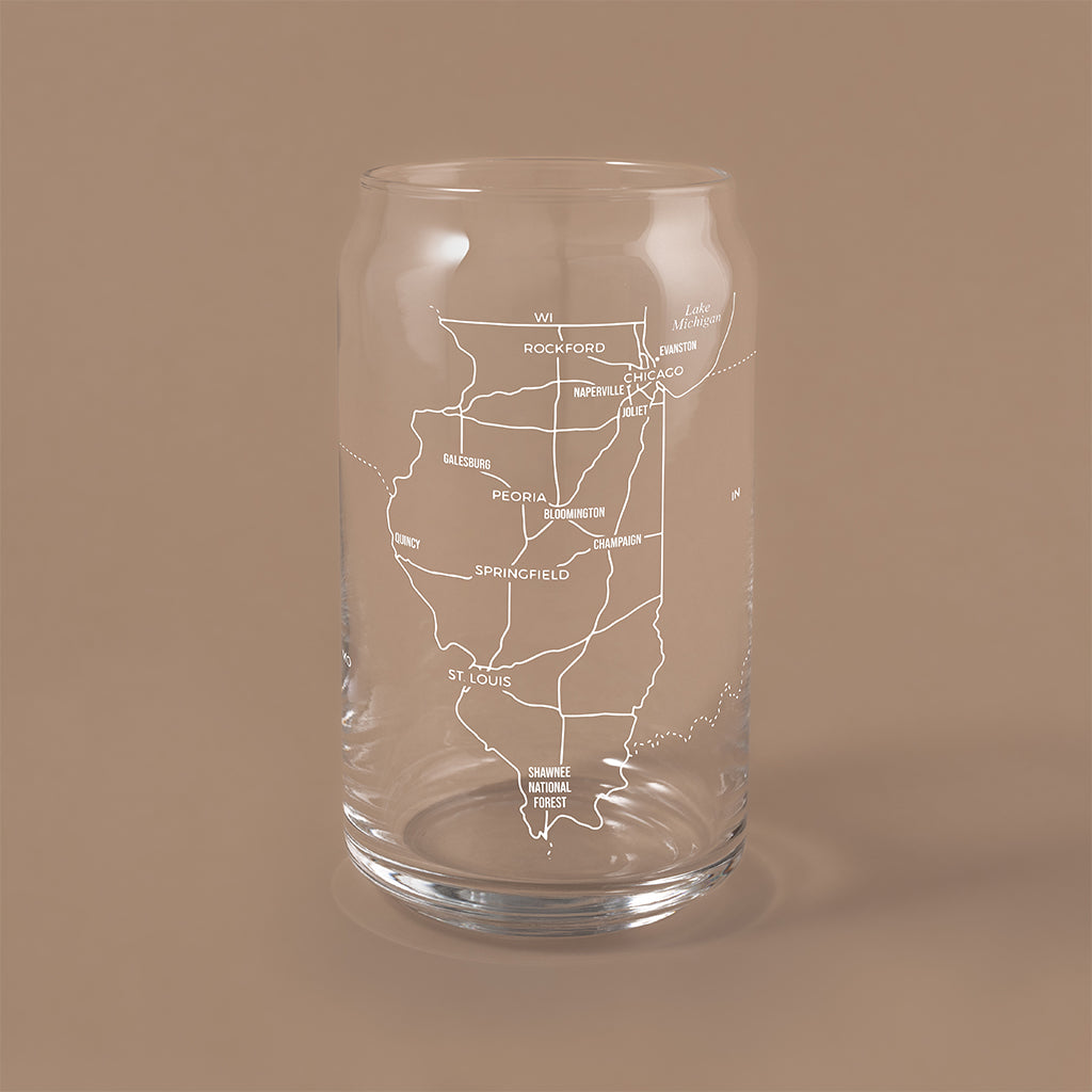 NARBO 16oz Beer Can Drinking Glass with Illinois State Map