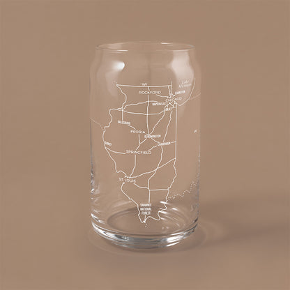 NARBO 16oz Beer Can Drinking Glass with Illinois State Map