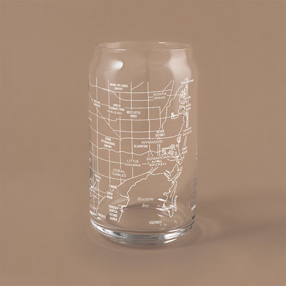 NARBO Miami, FL Map Beer Can Drinking Glass 16oz