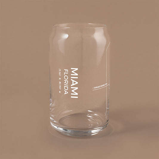 NARBO Miami, FL Map Beer Can Drinking Glass 16oz