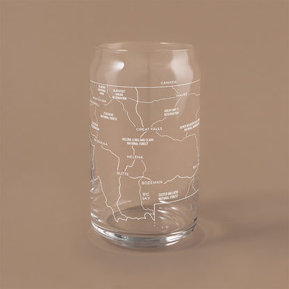 NARBO Montana State Map Beer Can Drinking Glass 16oz