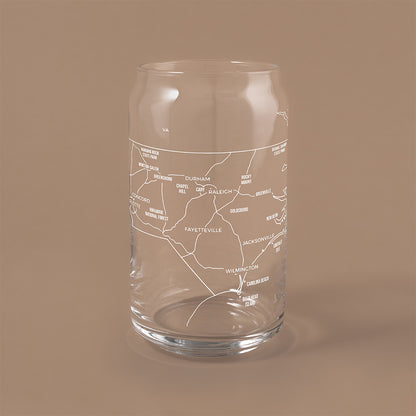 NARBO 16oz Beer Can Drinking Glass with North Carolina State Map