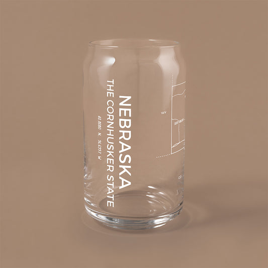 NARBO Nebraska State Map Beer Can Drinking Glass 16oz