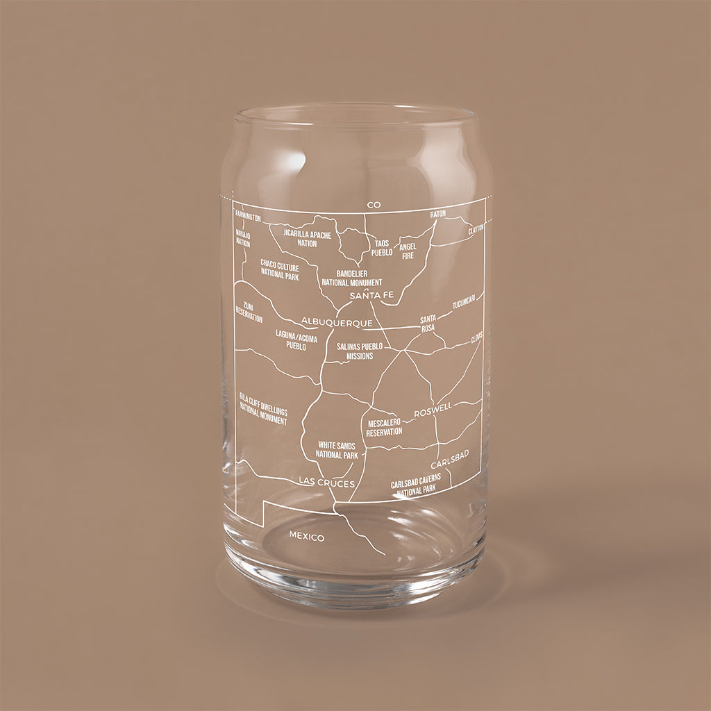 NARBO 16oz Beer Can Drinking Glass with New Mexico State Map