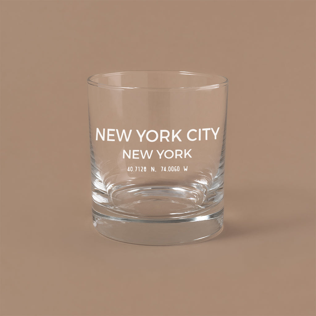 NARBO THE BLOCK 11oz whisky rocks DOF glass with New York City map design