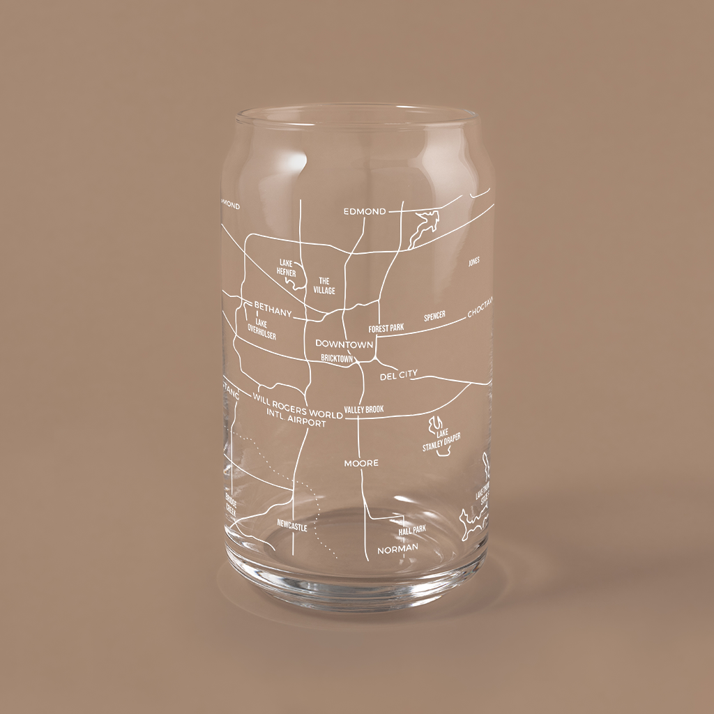 NARBO 16oz Beer Can Drinking Glass with Oklahoma City Map