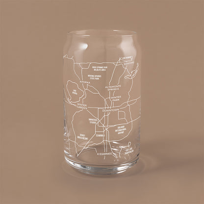 NARBO Orlando, FL Map Beer Can Drinking Glass 16oz