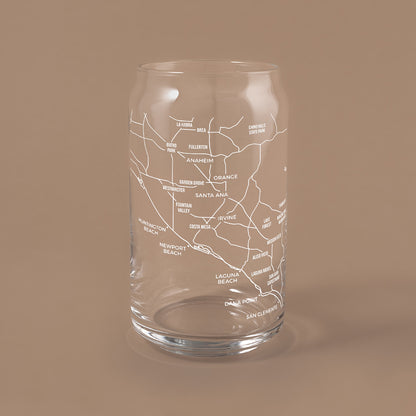 NARBO Orange County, CA Map Beer Can Drinking Glass 16oz