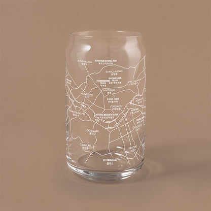 NARBO Seoul Map Beer Can Drinking Glass 16oz