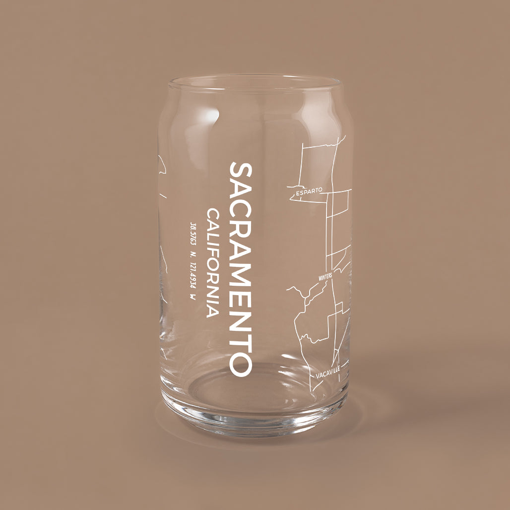 NARBO Sacramento, CA Map Beer Can Drinking Glass 16oz