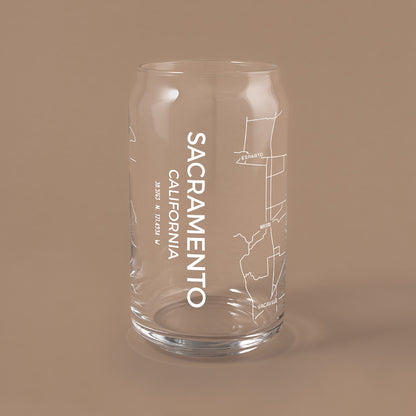 NARBO Sacramento, CA Map Beer Can Drinking Glass 16oz