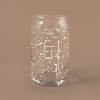 NARBO Spokane, WA Map Beer Can Drinking Glass 16oz