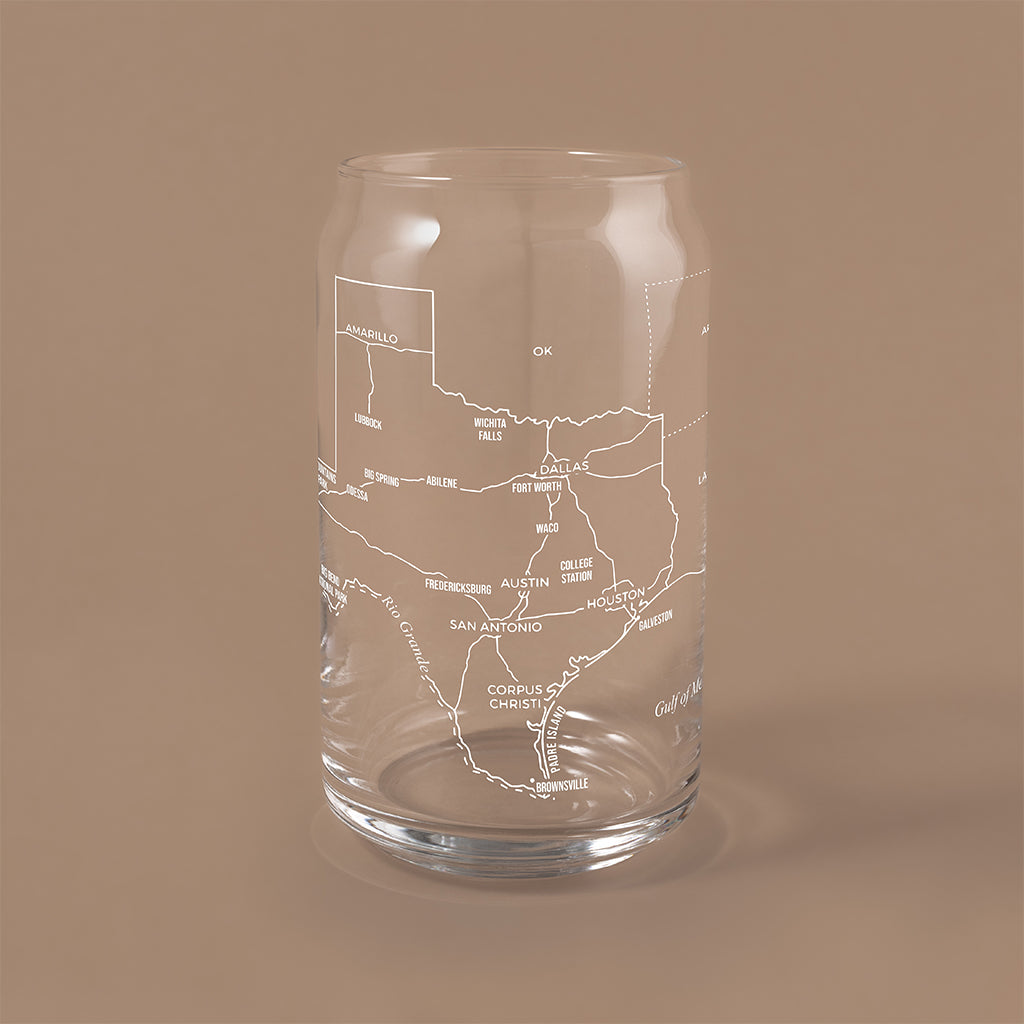 NARBO 16oz Beer Can Drinking Glass with Texas State Map