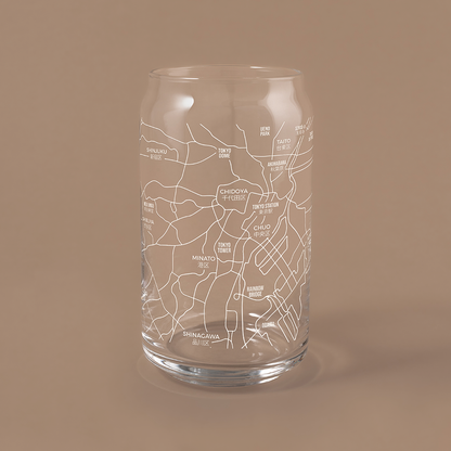 NARBO Tokyo Map Beer Can Drinking Glass 16oz