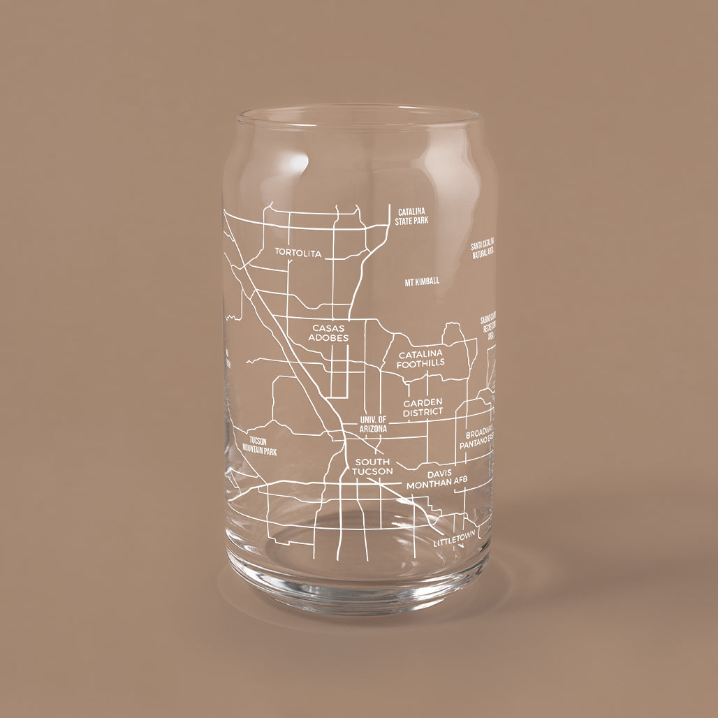 NARBO Tucson, AZ Map Beer Can Drinking Glass 16oz