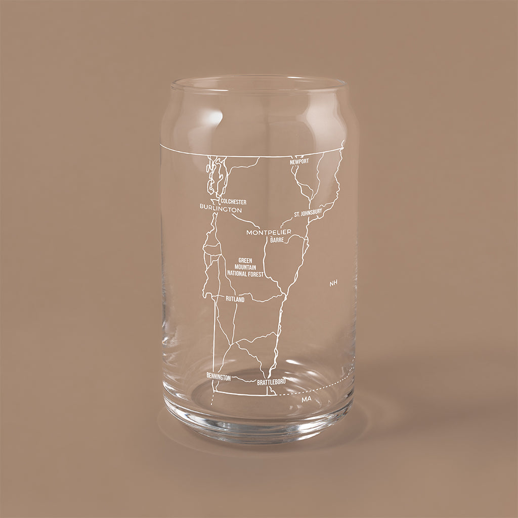 NARBO Vermont State Map Beer Can Drinking Glass 16oz