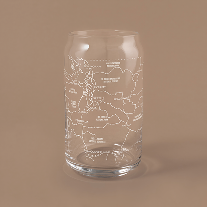 NARBO Washington State Map Beer Can Drinking Glass 16oz