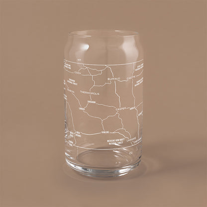 NARBO Wyoming State Map Beer Can Drinking Glass 16oz