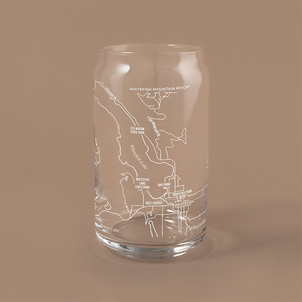 NARBO Whitefish, MT Map Beer Can Drinking Glass 16oz